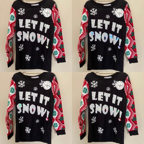 Blinking Lights Color Changing Christmas Sweater With Holiday Junior Size 2X NEW - Picture 9 of 16